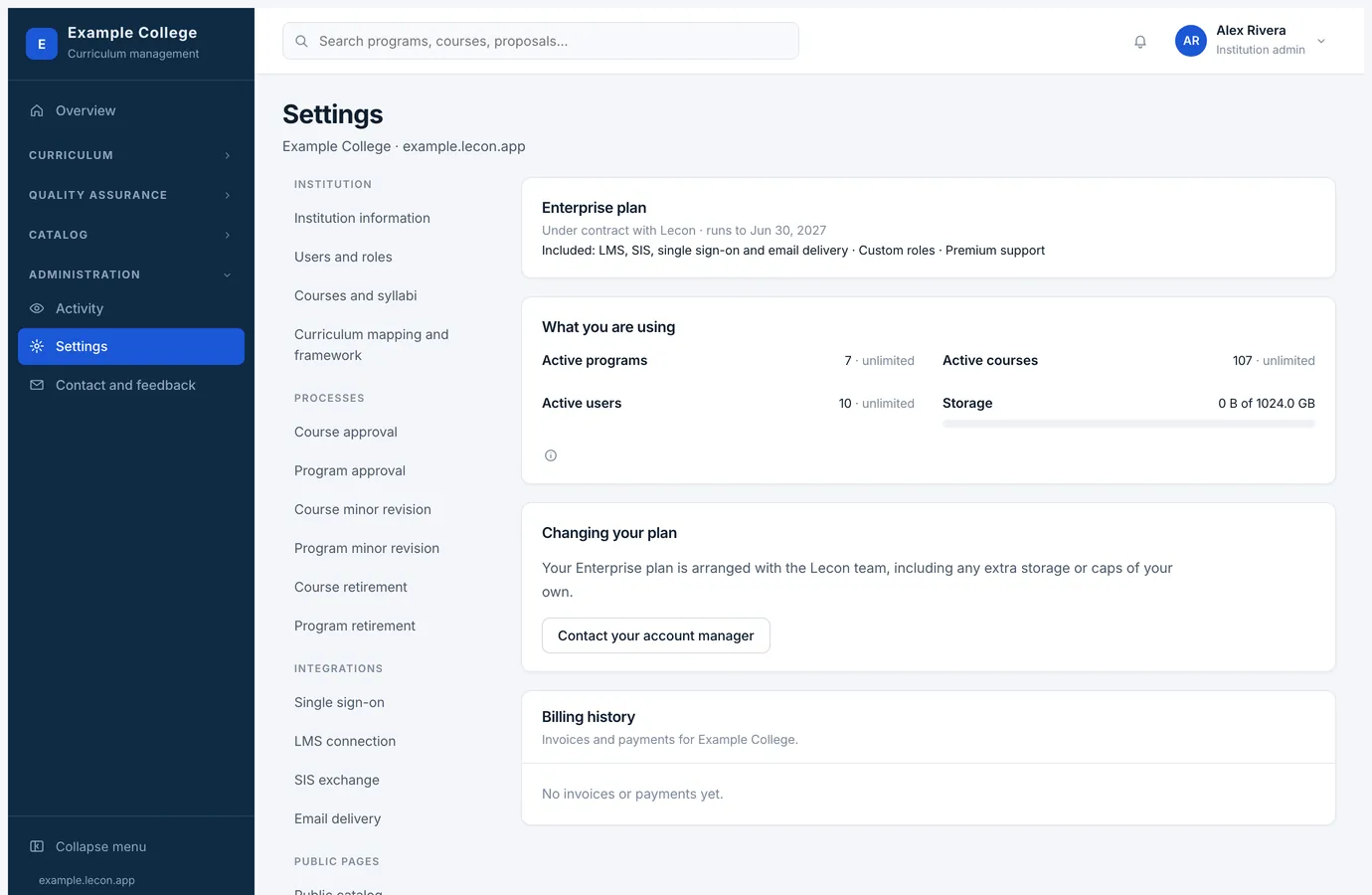 Plan and billing: what the plan includes, what you are using, and the invoices
